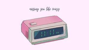 Digital Clock Desktop Pink Aesthetic Wallpaper