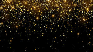 Digital Falling Black And Gold Glitter Wallpaper