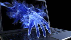 Digital Hand Emerging From Laptop Wallpaper