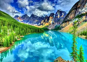 Digital Painting Of Mountains Forest Outlook Wallpaper