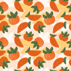 Digital Print Of Persimmon Fruit Wallpaper