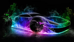 Digital Rainbow Fire Car Wallpaper