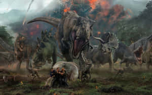 Dinosaur_ Chaos_ Escape_ Scene Wallpaper