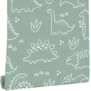 Dinosaur Pattern Fabric Swatch Wallpaper