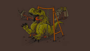 Dinosaurs On Playground Art Wallpaper