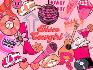 Disco Cowgirl Aesthetic Collage Wallpaper