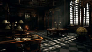 Discover The Magical World Of Hogwarts Library Wallpaper