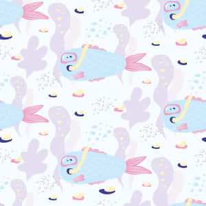 Discover The Magical World Of Kawaii Sea Creatures Wallpaper