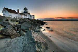 Discovery Park Lighthouse Seattle Sunset Wallpaper