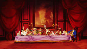 Disney Characters Happy Thanksgiving Banquet Wallpaper