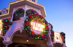 Disney Christmas Ice Cream Parlor Wallpaper