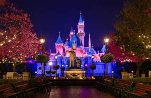 Disney Christmas Pink Castle Wallpaper