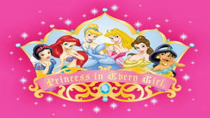 Disney Desktop Princesses In Pink Wallpaper