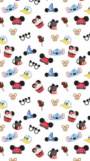 Disney Pattern With Random Characters Wallpaper