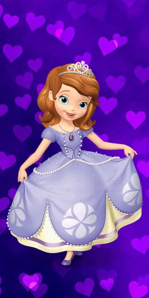 Disney Princess Sofia On Purple Hearts Wallpaper