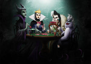 Disney Villains In Gambling Room Wallpaper