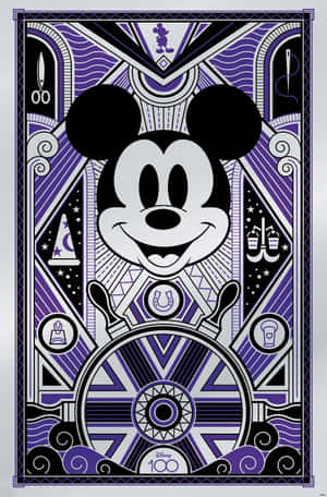 Disney100 Mickey Mouse Art Deco Poster Wallpaper