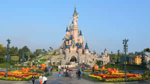 Disneyland Paris With Flower Garden Wallpaper