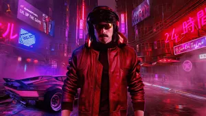 Disrespectful Dr Disrespect In Neon City Wallpaper