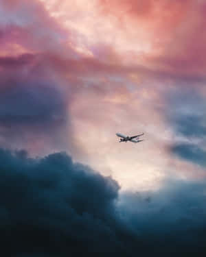 Distant Small Airplane Flying High Wallpaper