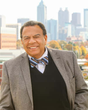 Distinguished Portrait Of Andrew Young Donning A Multicolored Bowtie Wallpaper