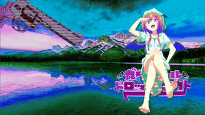 Dive Into The Digital - Vaporwave Satania Aesthetic Pfp Wallpaper