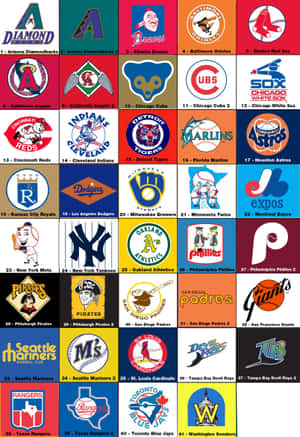 Diverse Mlb Teams Logos On A Blurred Background Wallpaper