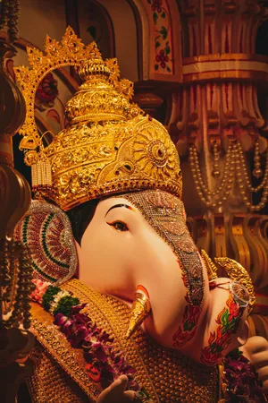 Divine Glittering Ganesh On Mobile Wallpaper