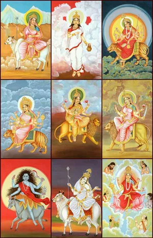 Divine Manifestations Of Goddess Durga Wallpaper