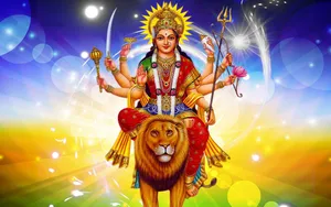 Divine Radiance Of Maa Sherawali Wallpaper