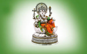 Divine White Lotus With Ganesh Desktop Wallpaper Wallpaper