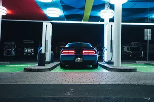 Dodge Challenger In Blue Paint Wallpaper