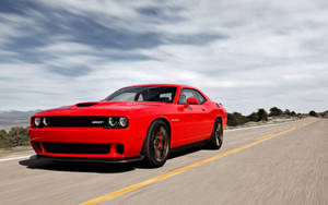 Dodge Challenger In Red Paint Wallpaper