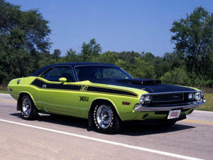 Dodge Challenger Vintage Apple Green Wallpaper