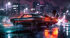 Dodge Charger Hellcat Night Cityscape Wallpaper