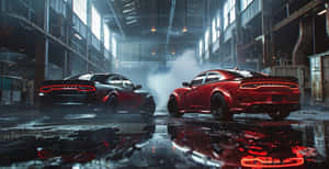 Dodge Hellcat Chargers Industrial Backdrop Wallpaper