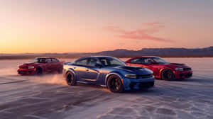 Dodge_ Hellcat_ Trio_ Sunset_ Drift Wallpaper