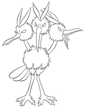 Dodrio Pokemon Outline Illustration Wallpaper