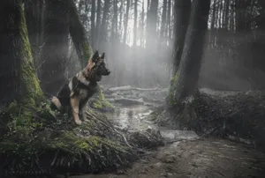 Dog In Forest Wallpaper