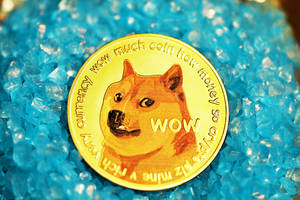 Dogecoin Aqua Crystals Wallpaper