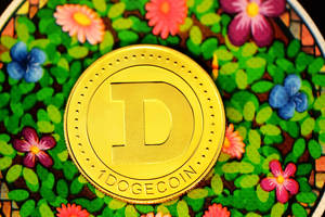 Dogecoin Floral Background Wallpaper