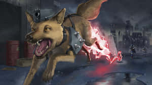 Dogmeat - The Loyal Canine Companion In Fallout 4 Wallpaper