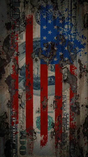 Dollar Bill And The Flag Of America Iphone Wallpaper