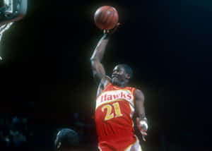 Dominique Wilkins Slam Dunk Vintage Photography Wallpaper