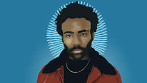 Donald Glover Blue Background Artwork Wallpaper