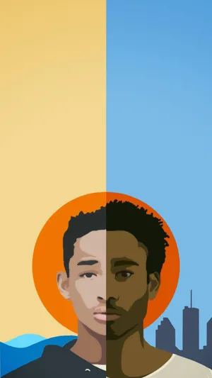 Donald Glover Split Personality Artwork Wallpaper