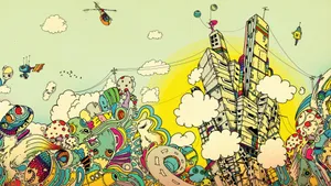 Doodle City Clouds Wallpaper