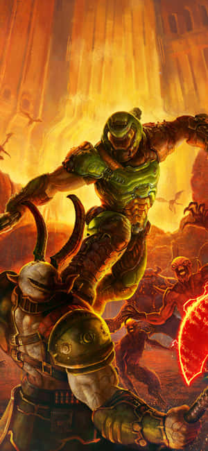 Doom Iphone Doomguy Kicking Wallpaper