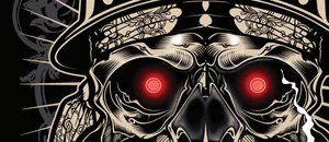 Dope Gangster Skull's Glowing Eyes Wallpaper