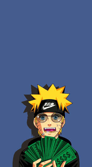 Dope Naruto Holding Money Bills Digital Art Wallpaper